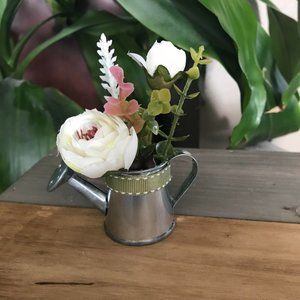 Handmade Mini Tin Watering Can with Florals (Version 5)